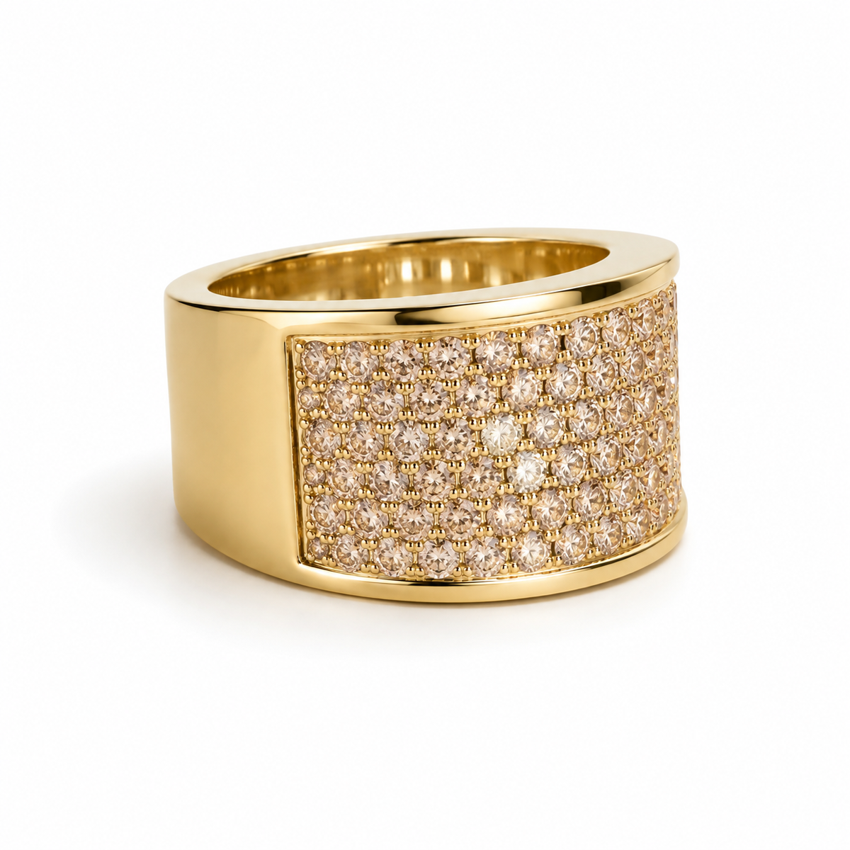 Vintage 1980s Pavé Diamond 1.50 ct Dome Band in 18kt Yellow Gold
