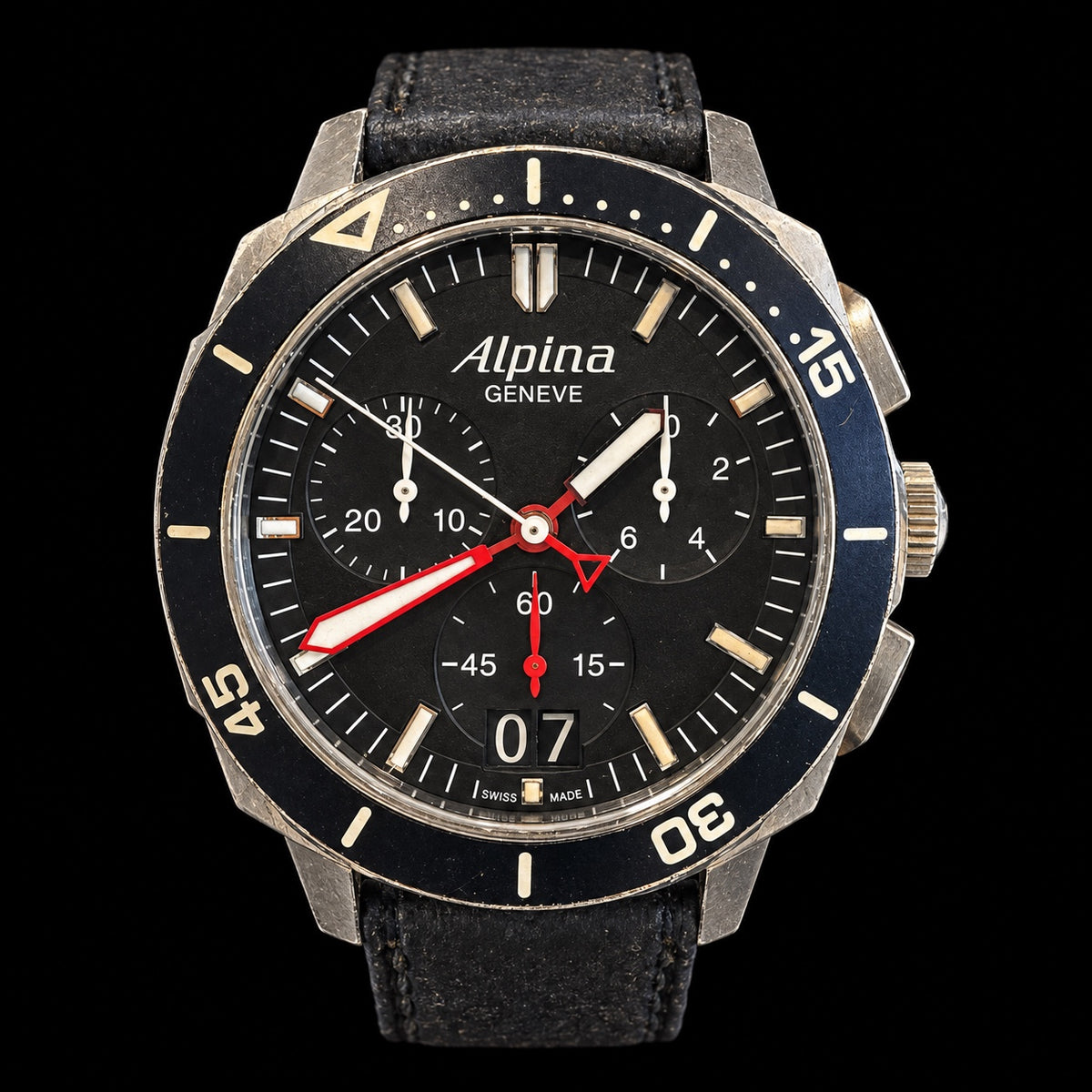 Alpina Genève Chronograph, Black Dial & Strap