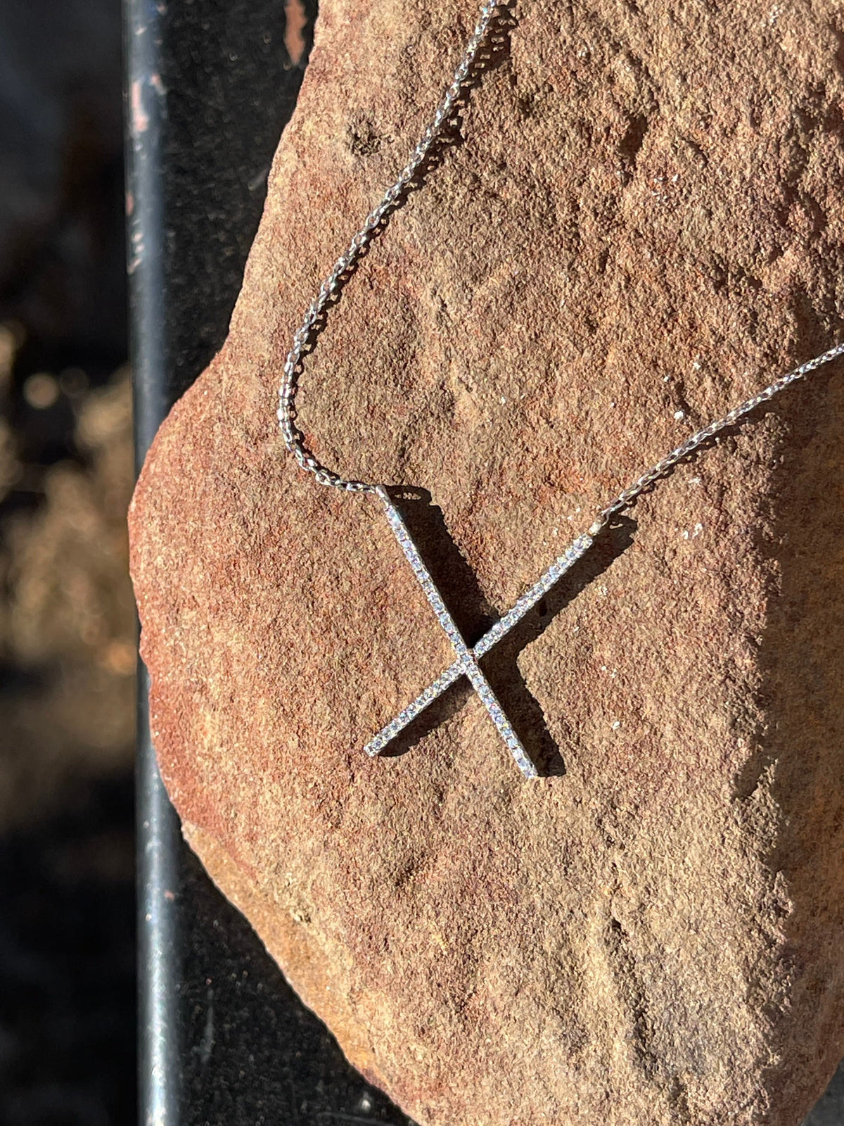Sterling Silver Cubic Zirconia X Pendant Necklace