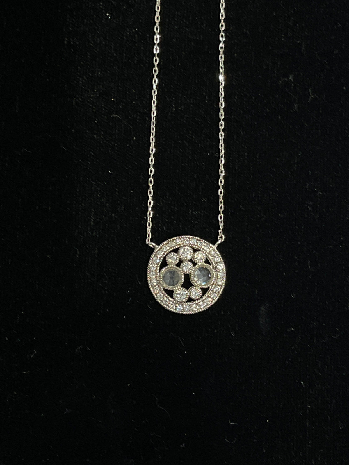 Sterling Silver Cubic Zirconia Pendant Necklace, 16” Cable Chain
