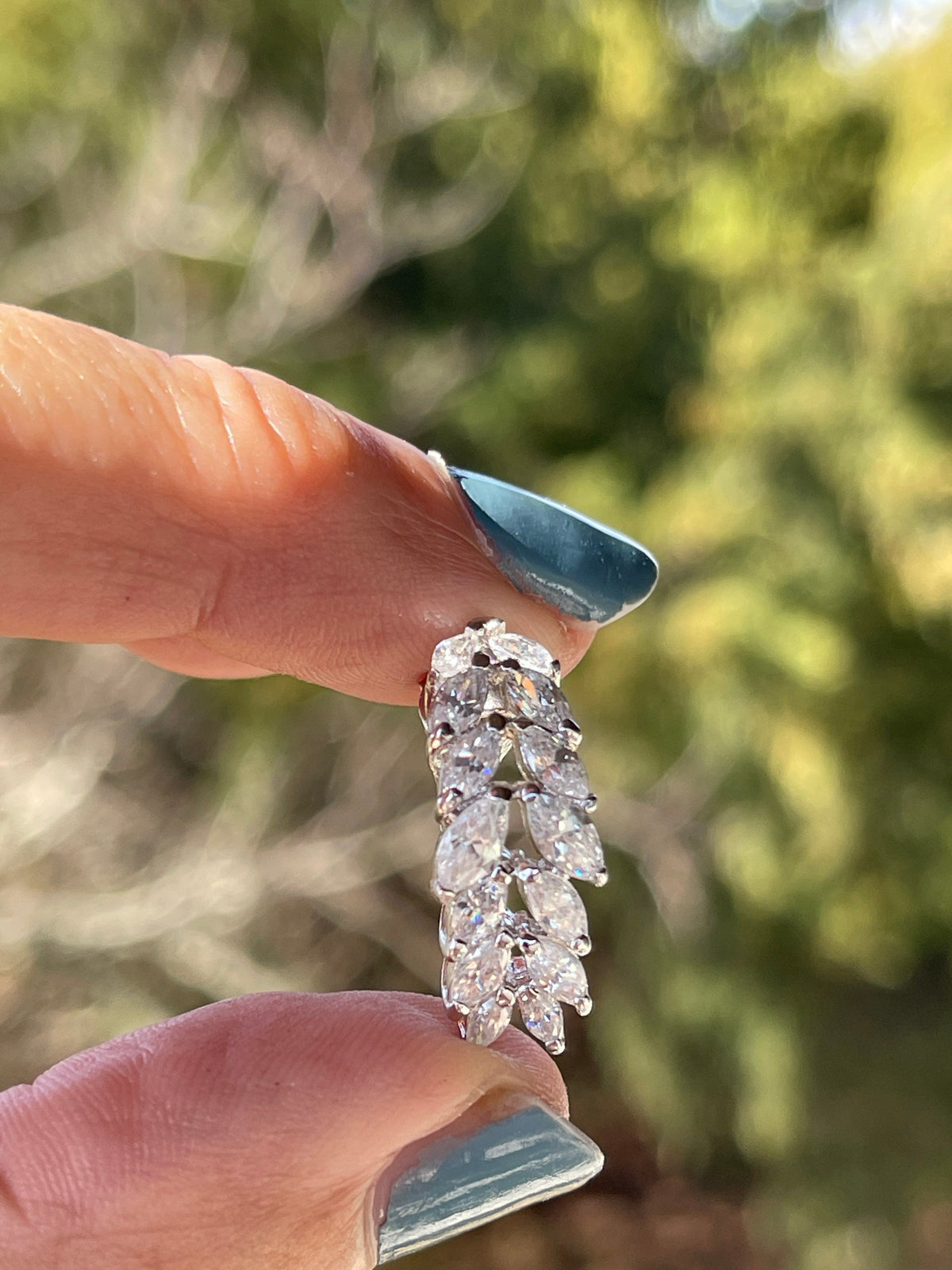 Sterling Silver Cubic Zirconia Half Hoop Earrings