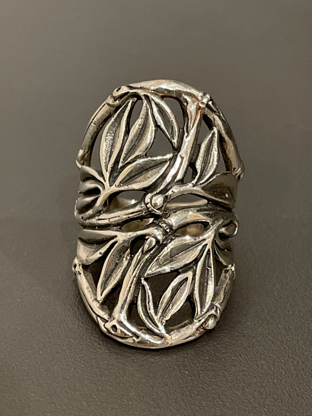 Sterling Silver Wide Leaf Pattern Style Band