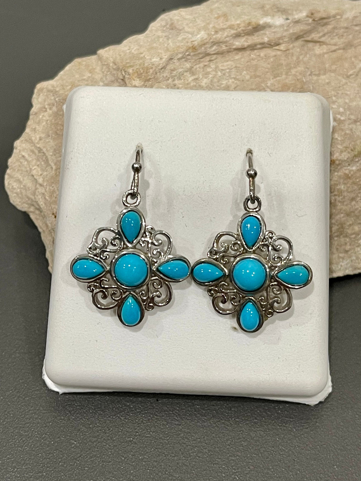 Sterling Silver Blue Turquoise Dangle Earrings
