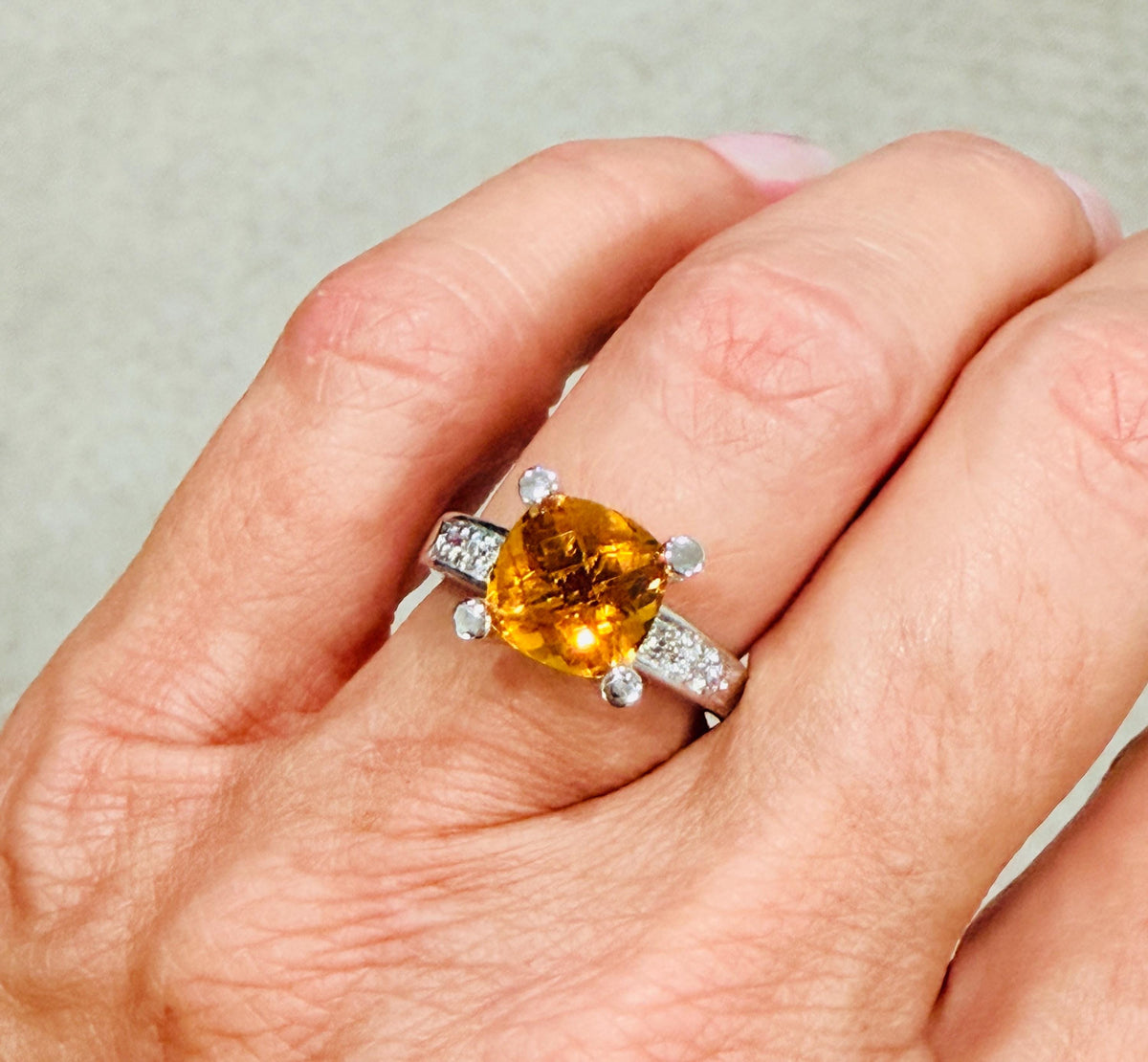 Sterling Silver Yellow Topaz Ring Size 6