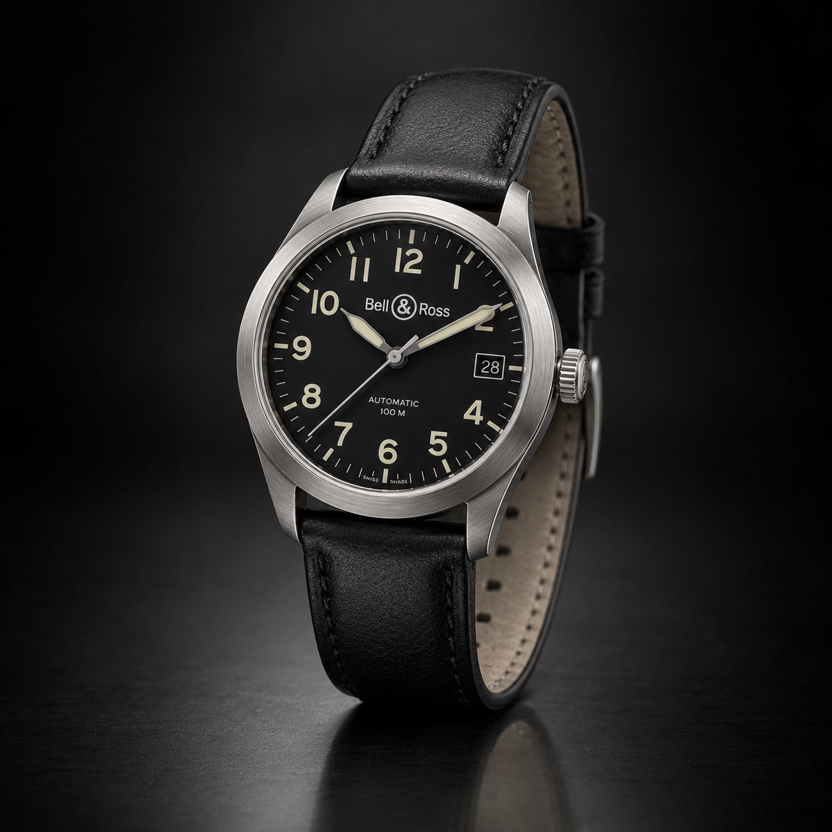 Ladies Bell and Ross Vintage-style automatic watch with black dial