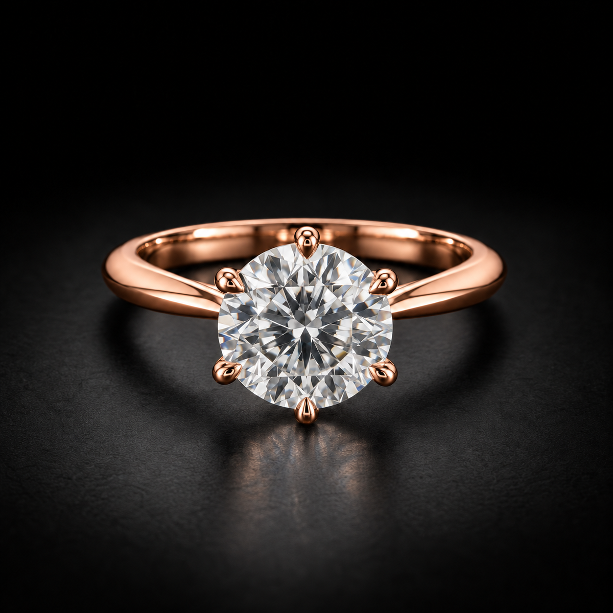 Round Knife-Edge Solitaire Engagement Ring in 18kt Rose Gold