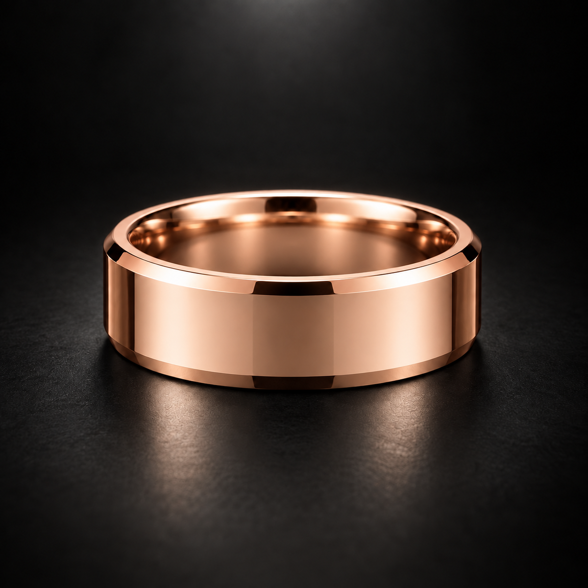 Men's Flat Beveled-Edge Wedding Band in 18kt Rose Gold