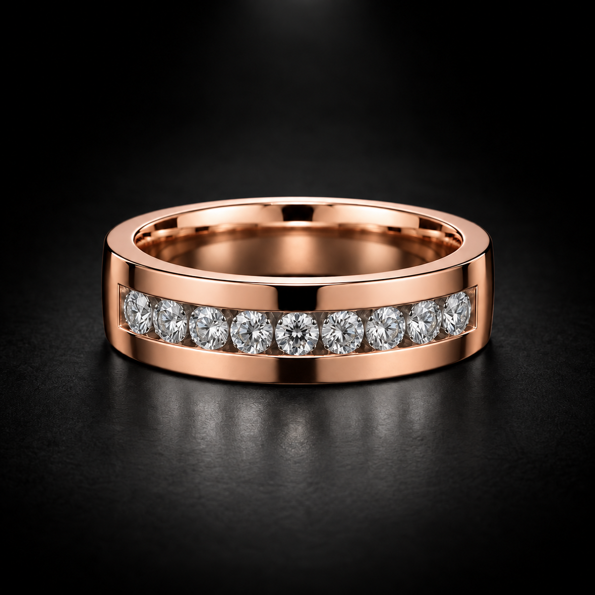 Men's Channel-Set Diamond Wedding Band in 18kt Rose Gold