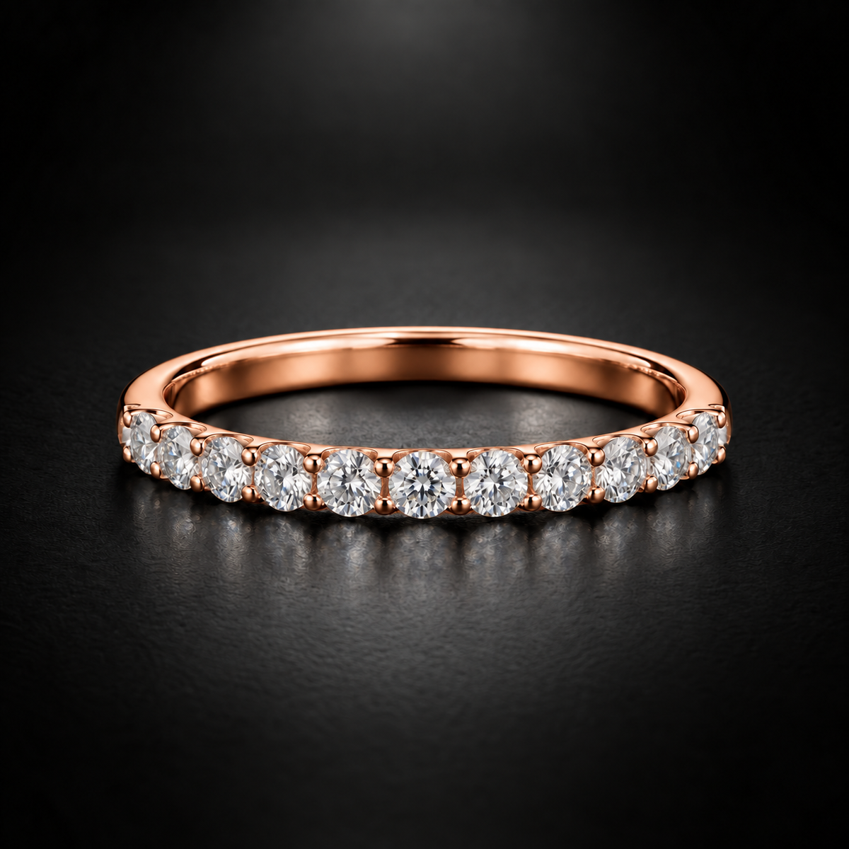 Women's Shared-Prong Pavé Diamond Wedding Band in 18kt Rose Gold