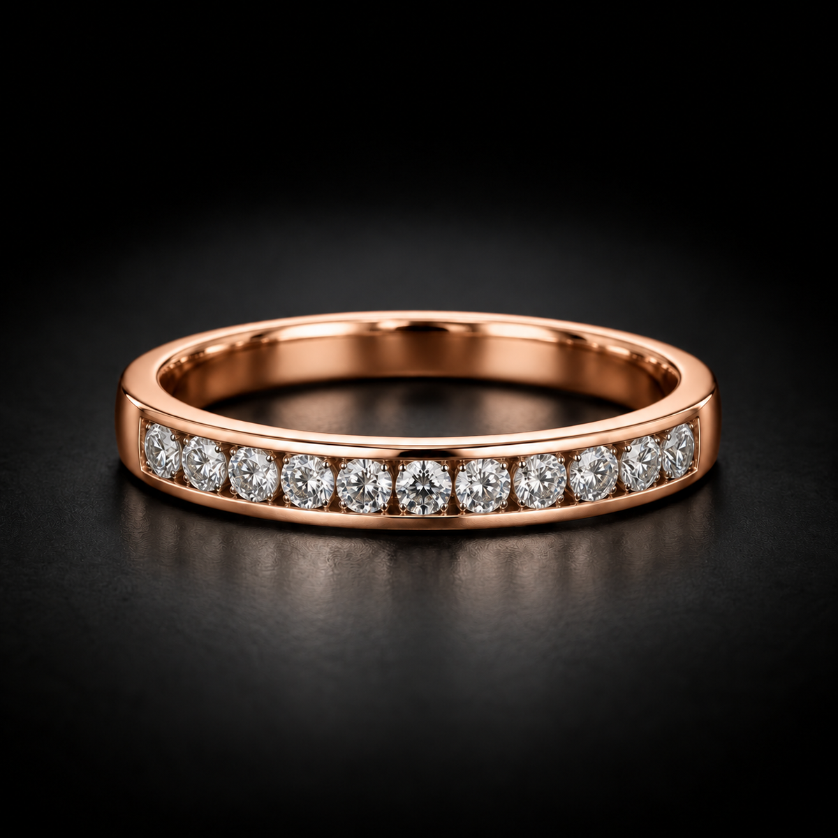 Women's Channel-Set Diamond Wedding Band in 18kt Rose Gold