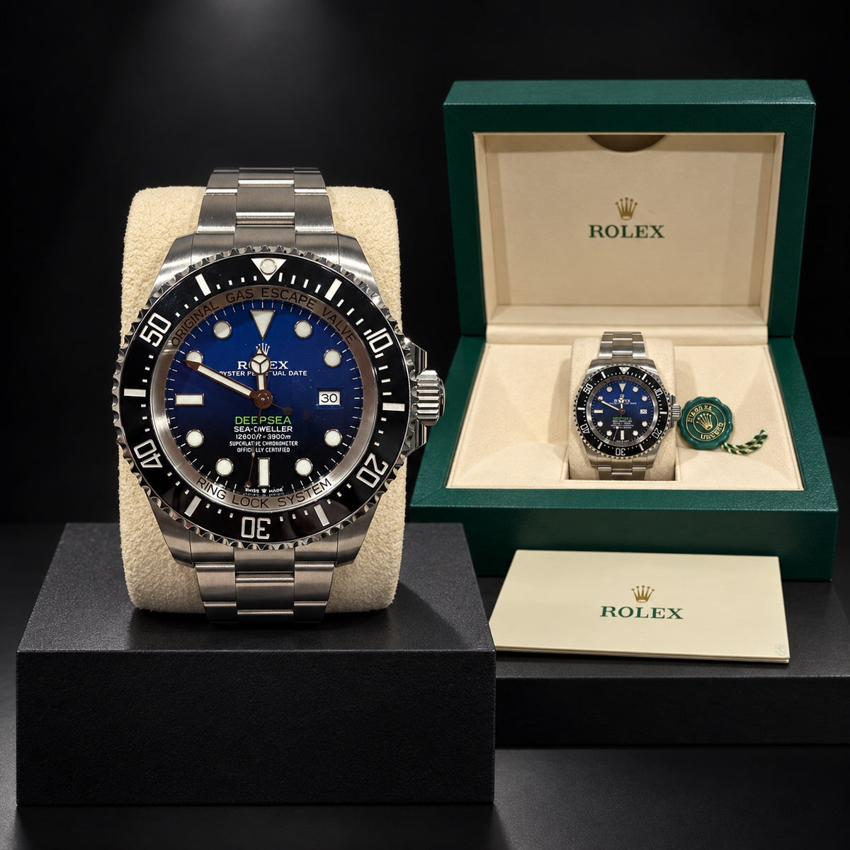 2019 Rolex Deepsea D-Blue reference 126660 displayed with Rolex presentation box, booklet, and seal