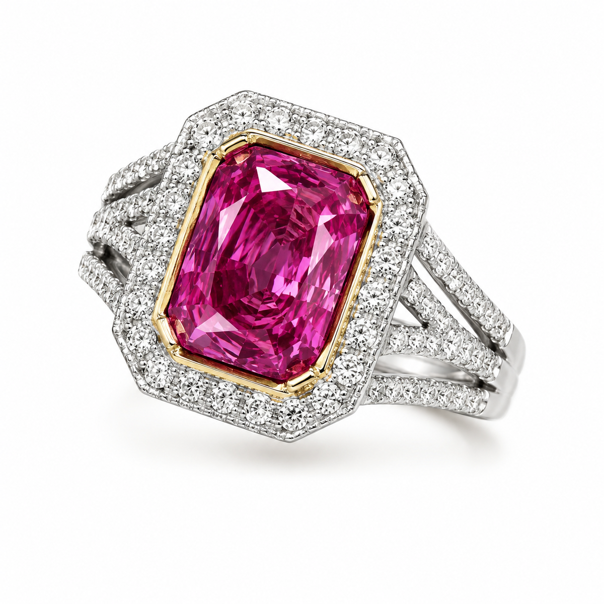 Natural Madagascar Pink Sapphire 3.06 ct and Diamond 1.30 ct Ring in 18kt White Gold, SGL Report No. 191119C-SB