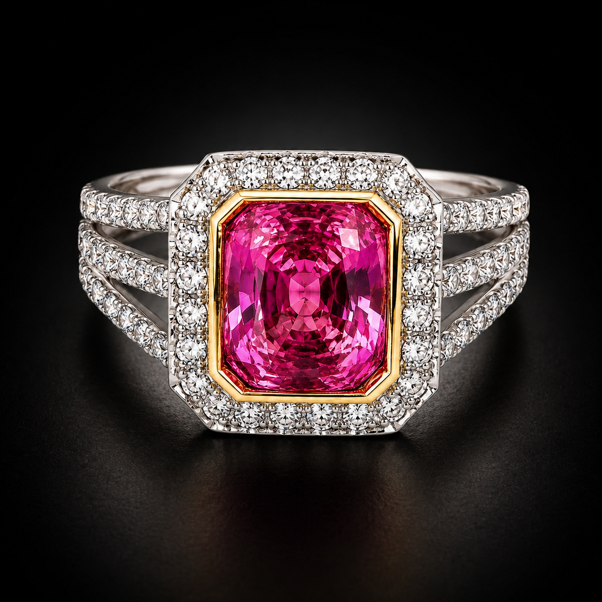 Natural Madagascar Pink Sapphire 3.06 ct and Diamond 1.30 ct Ring in 18kt White Gold, SGL Report No. 191119C-SB