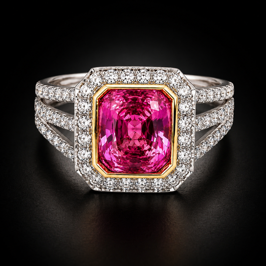 Natural Madagascar Pink Sapphire 3.06 ct and Diamond 1.30 ct Ring in 18kt White Gold, SGL Report No. 191119C-SB
