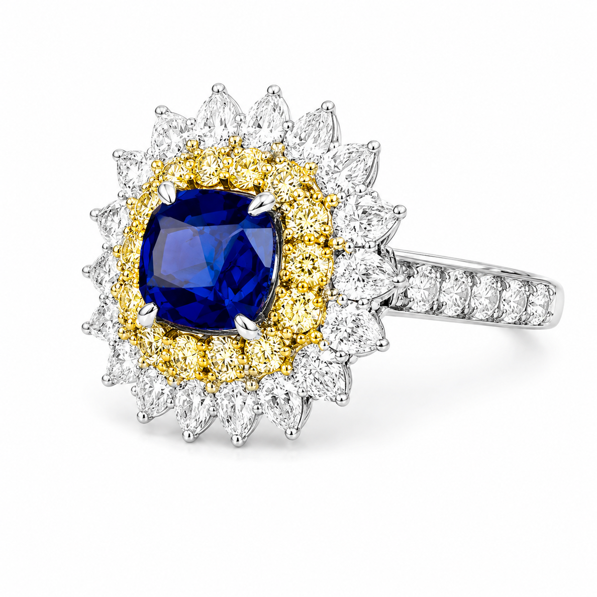 Natural Unheated Burmese Blue Sapphire 4.27 ct and Diamond Ring in Platinum