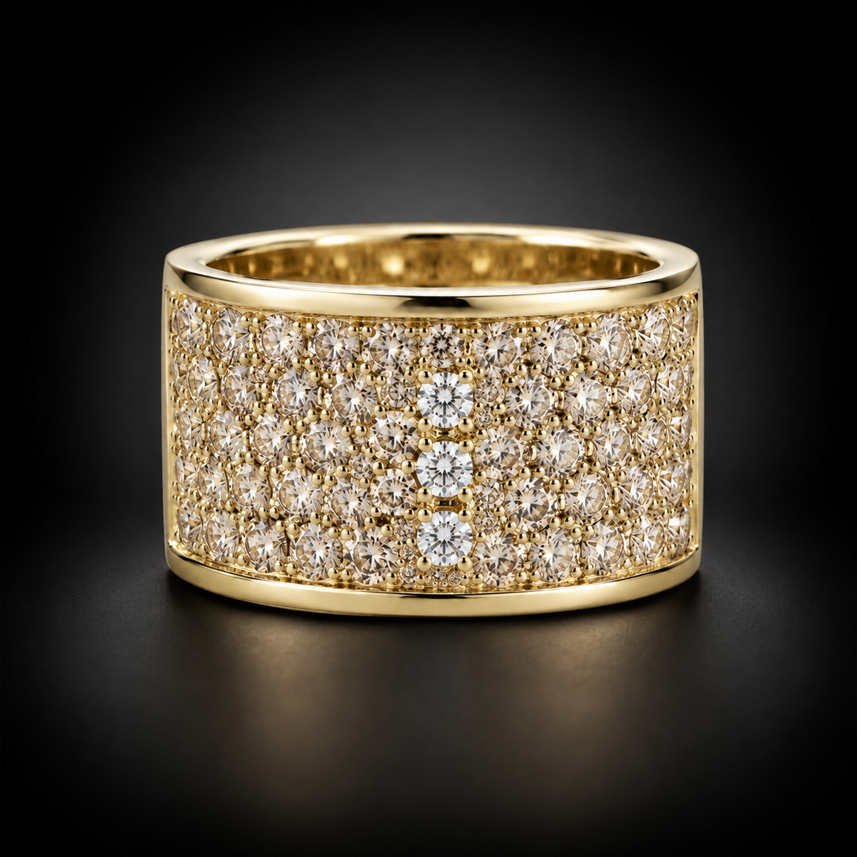 Vintage 1980s Pavé Diamond 1.50 ct Dome Band in 18kt Yellow Gold