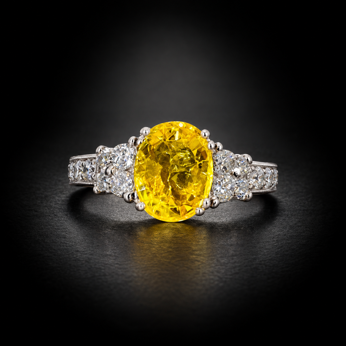 SGL 2.81 ct Yellow Sapphire and 1.00 ctw Diamond Ring in Platinum