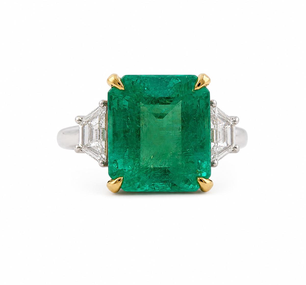 Natural 11.71 ct Colombian Emerald & Diamond Ring in Cartier Platinum & 18K Gold Mounting, SGL Report No. 190811E-SB