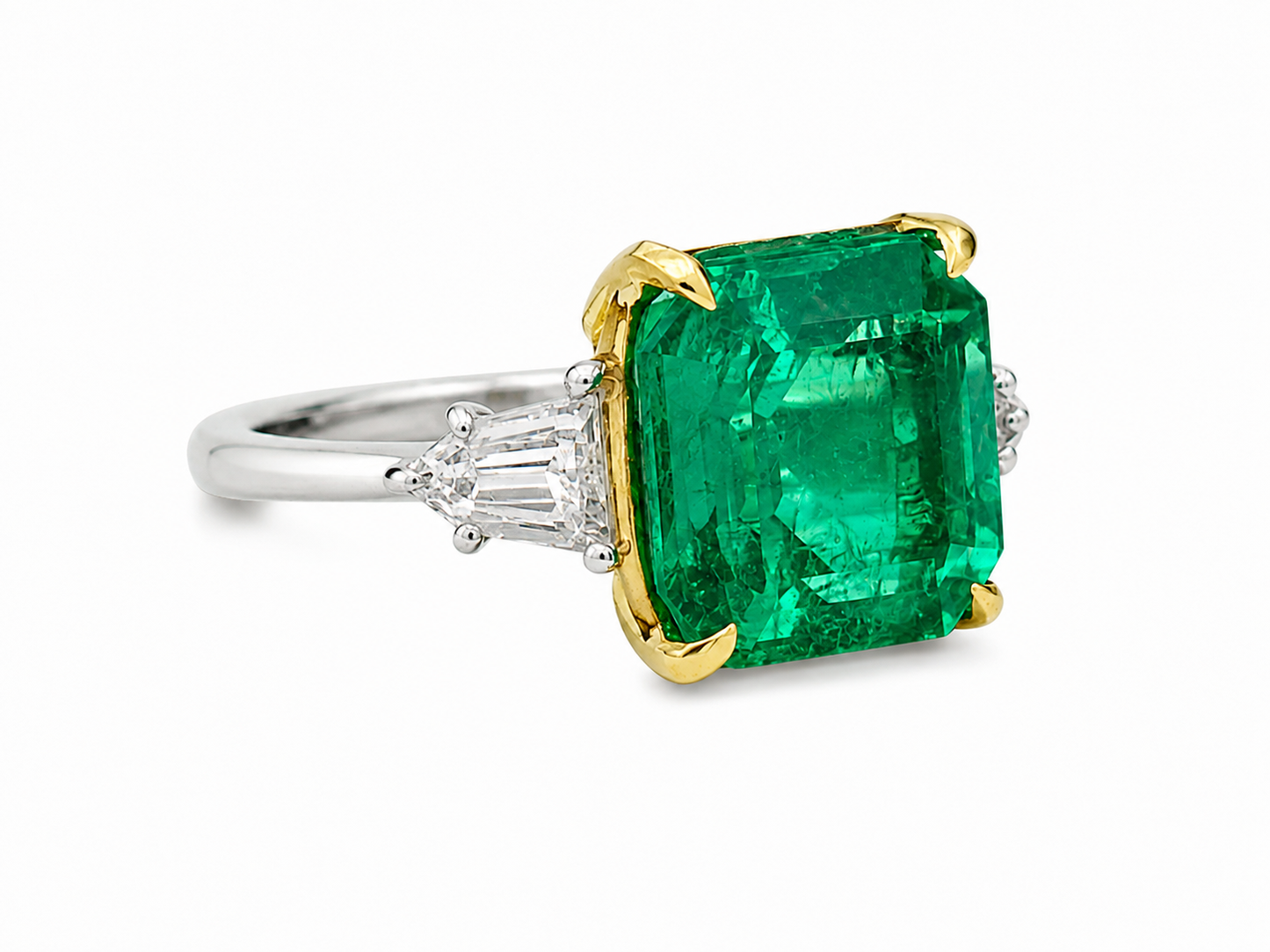 9.04ct Natural Colombian Emerald Ring in Platinum & 18K Gold | AGL Prestige Report