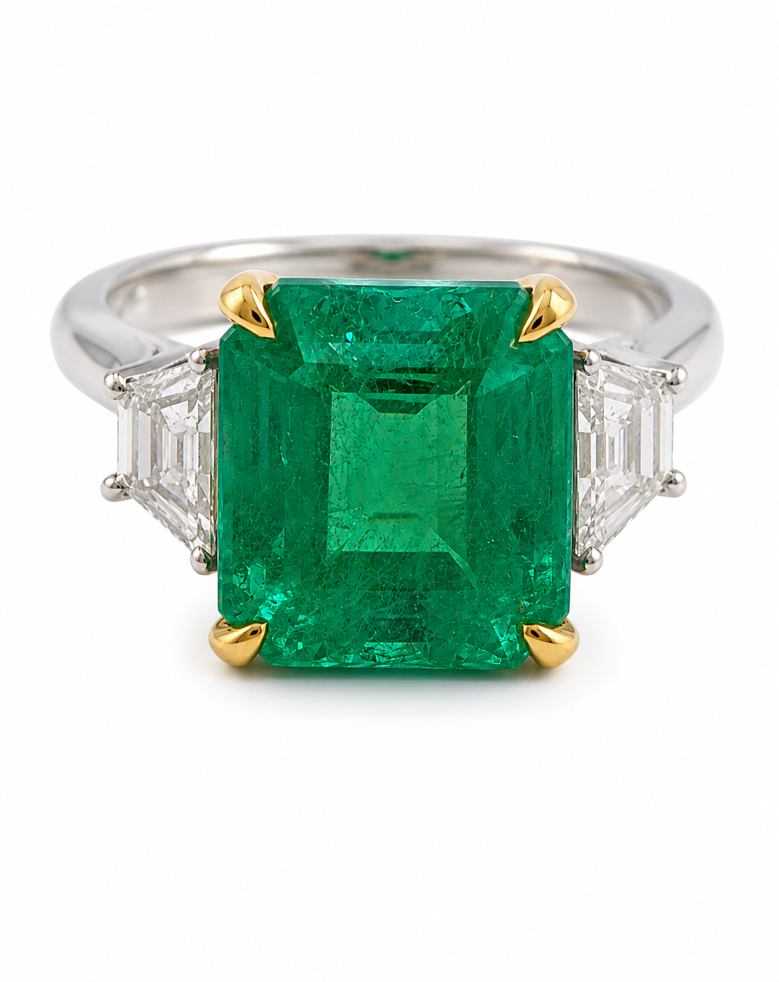 Natural 11.71 ct Colombian Emerald & Diamond Ring in Cartier Platinum & 18K Gold Mounting, SGL Report No. 190811E-SB