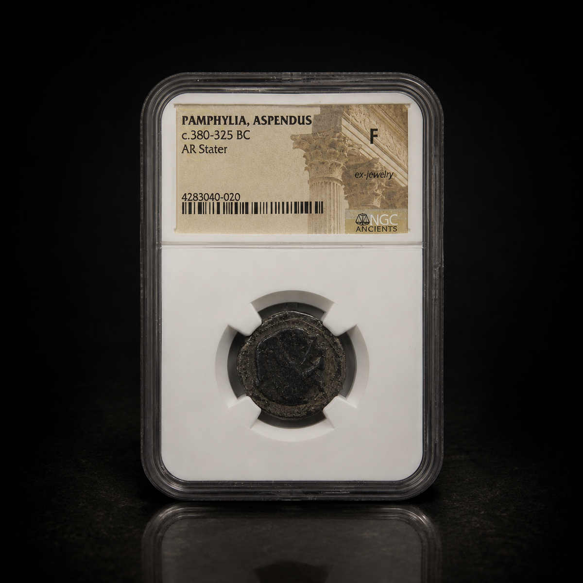 Pamphylia Aspendus silver stater, c. 380-325 BC, NGC F, certification 4283040-020