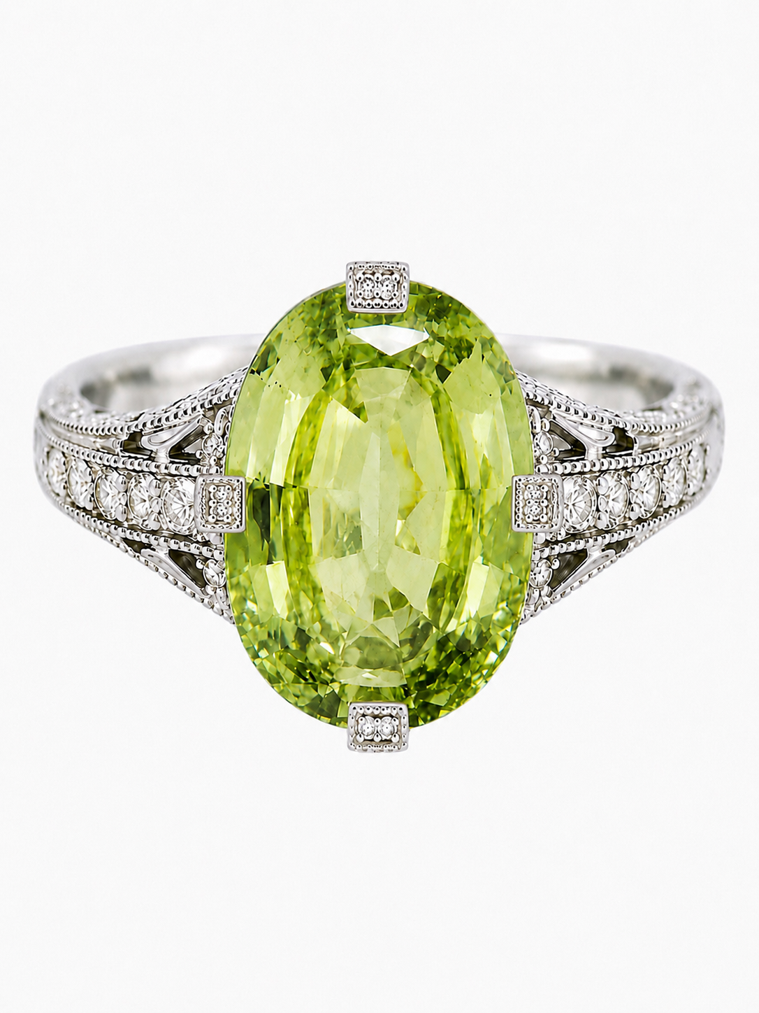 Natural 7.49 ct Chrysoberyl & 1.25 ct Diamond Platinum Ring, AGL Prestige Report