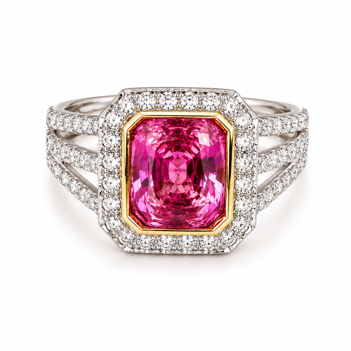 Natural Madagascar Pink Sapphire 3.06 ct and Diamond 1.30 ct Ring in 18kt White Gold, SGL Report No. 191119C-SB