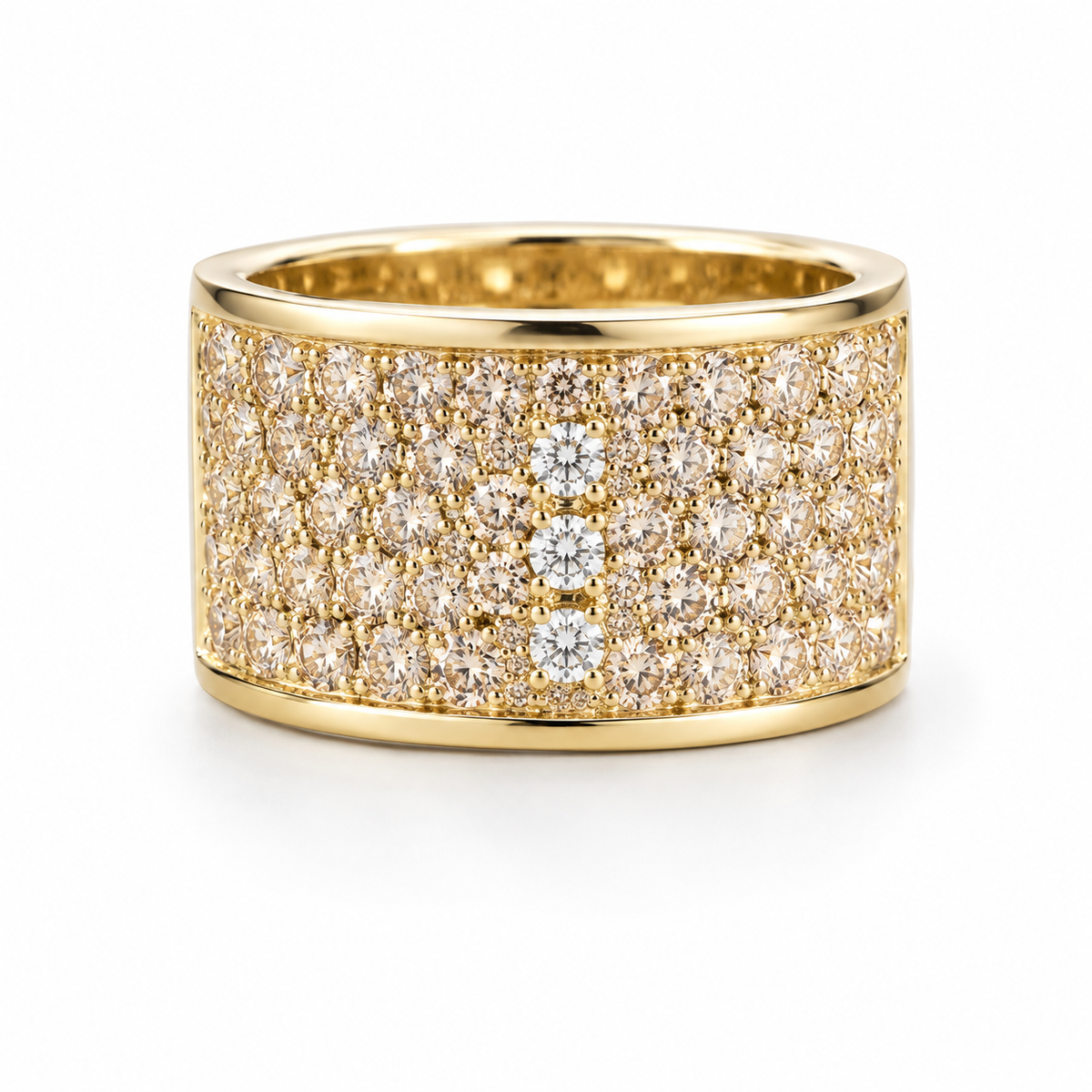 Vintage 1980s Pavé Diamond 1.50 ct Dome Band in 18kt Yellow Gold