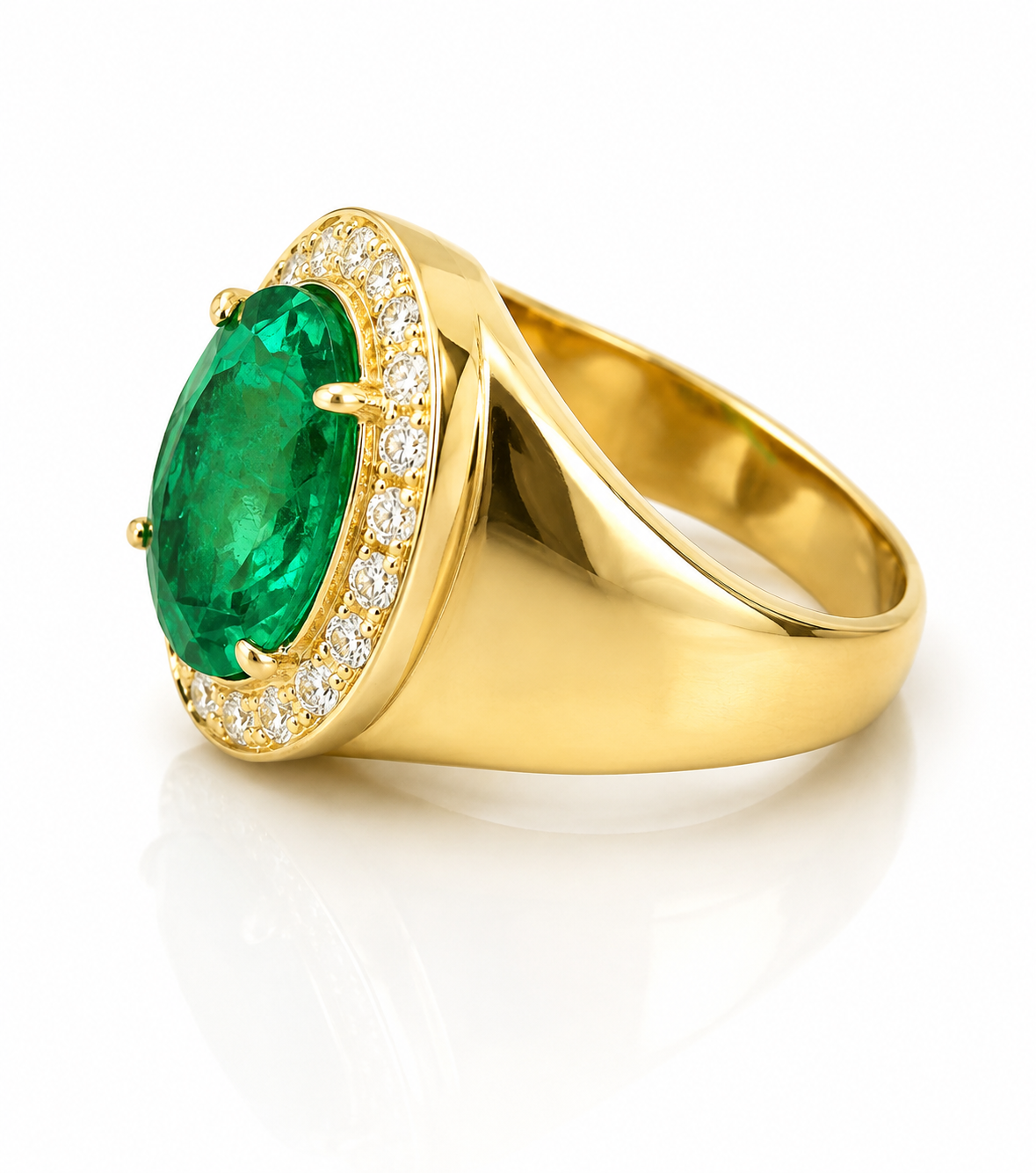 Natural Ethiopian Emerald 4.88 ct Oval and Diamond Ring in 14kt Yellow Gold, SGL Report No. 191119D-SB