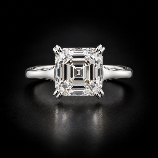 Art Deco Four-Prong Asscher-Cut Solitaire Engagement Ring in platinum