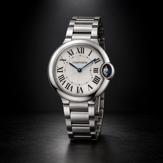 Cartier Ballon Bleu de Cartier steel watch with silver Roman numeral dial