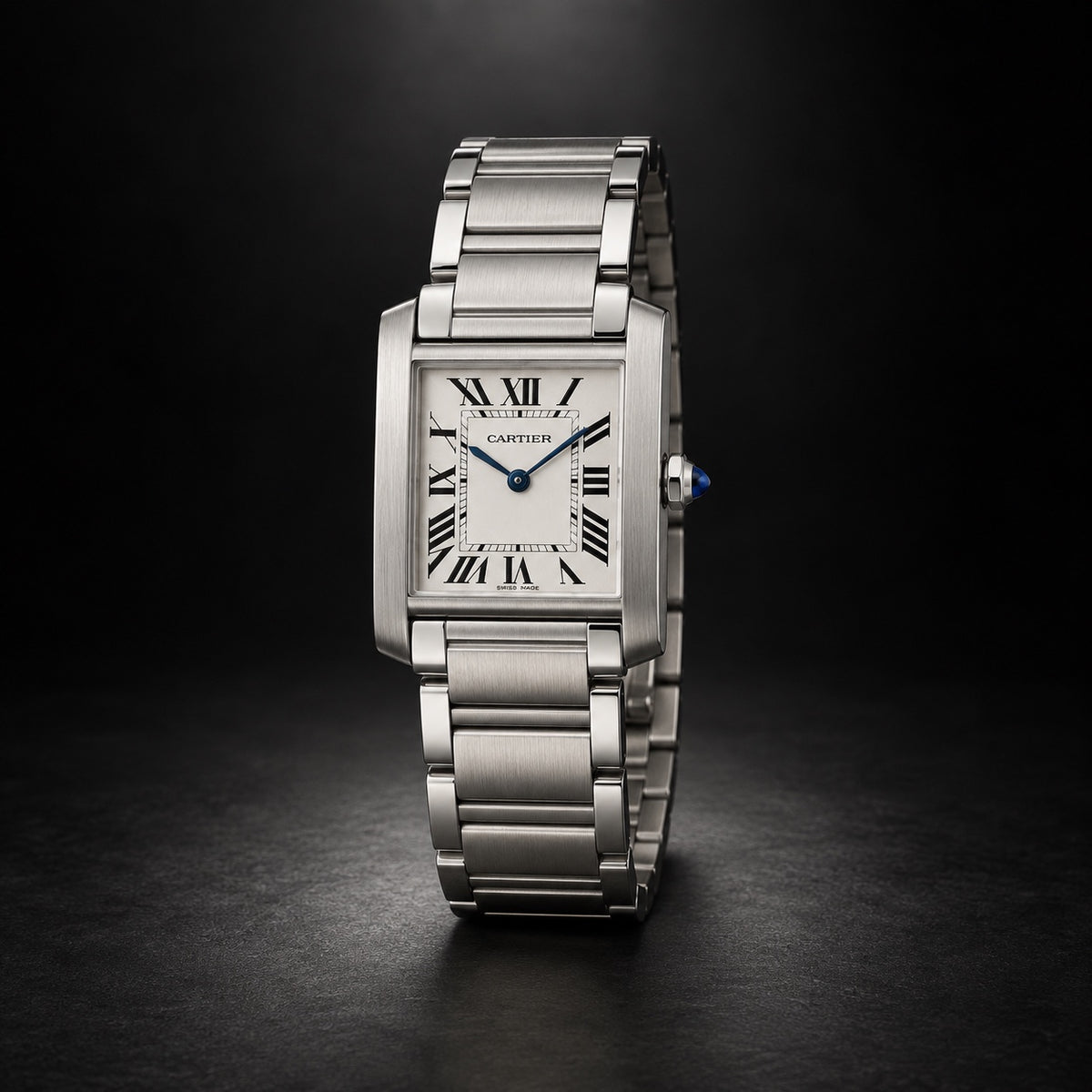 Cartier Tank Francaise steel watch with silver Roman numeral dial