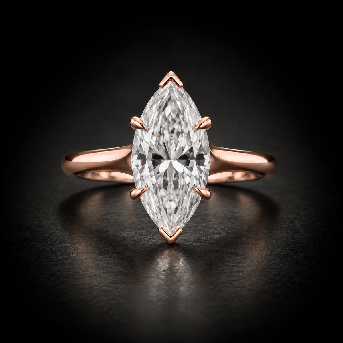 Classic Six-Prong Marquise-Cut Solitaire Engagement Ring in 18kt rose gold