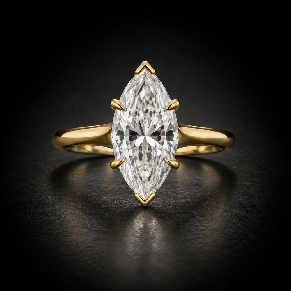 Classic Six-Prong Marquise-Cut Solitaire Engagement Ring