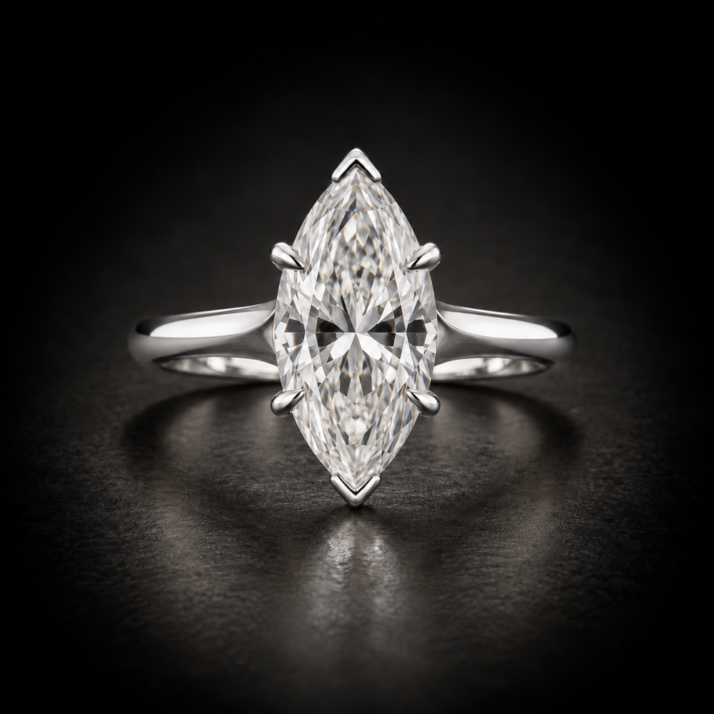 Classic Six-Prong Marquise-Cut Solitaire Engagement Ring