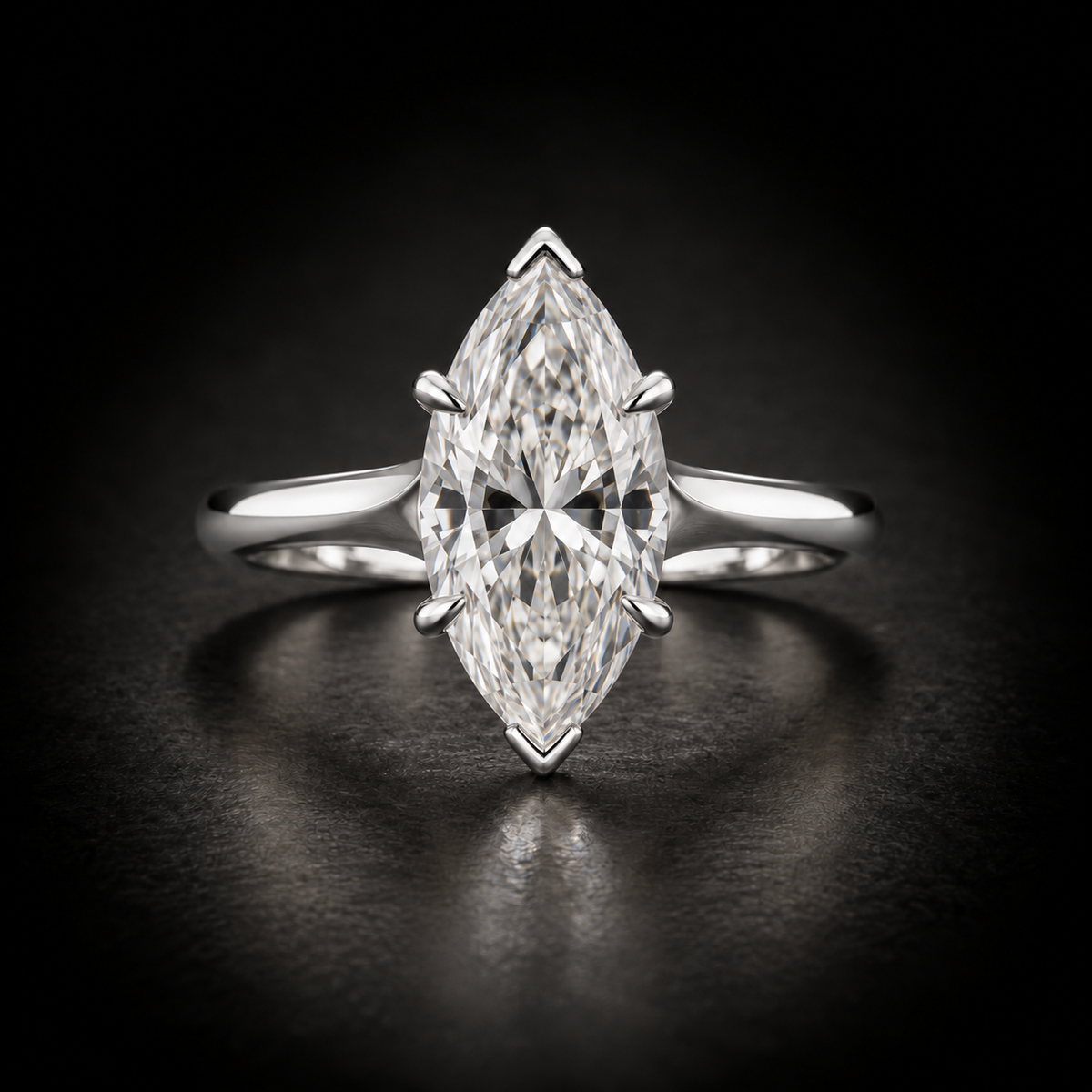 Classic Six-Prong Marquise-Cut Solitaire Engagement Ring in platinum