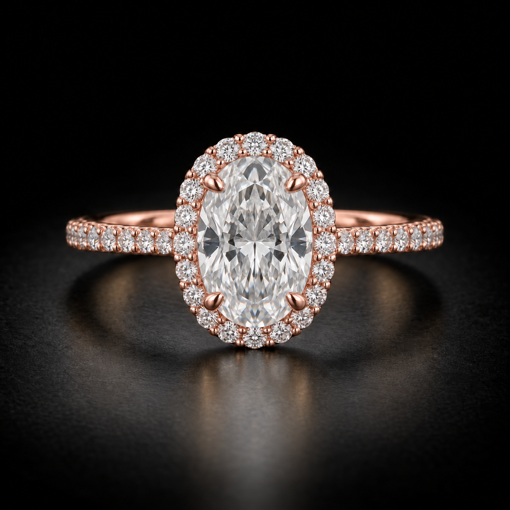 Classic Oval Diamond Halo Pavé Engagement Ring