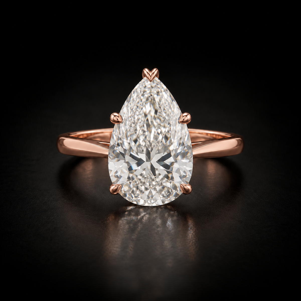 Classic Six-Prong Pear-Cut Solitaire Engagement Ring in 18kt rose gold