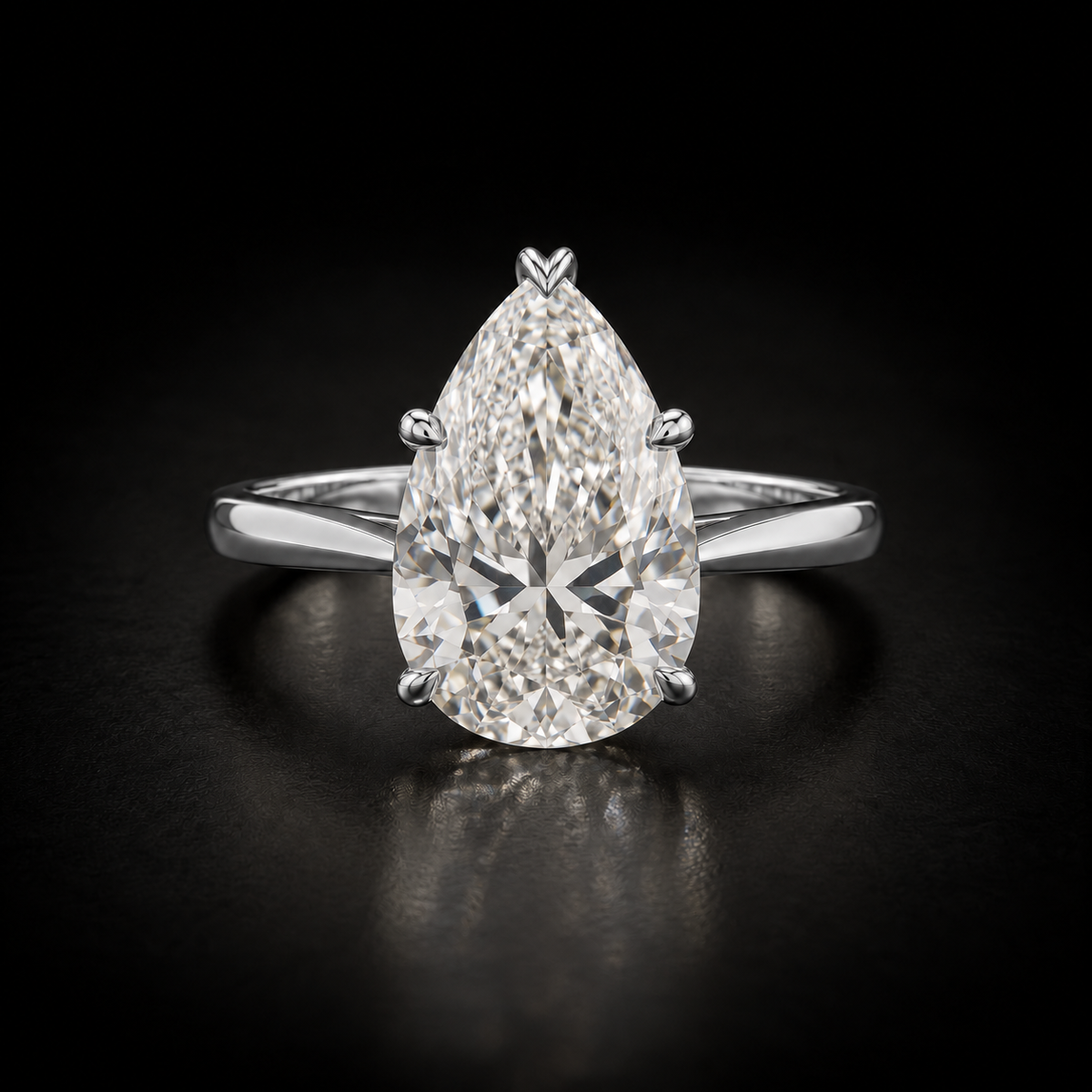Classic Six-Prong Pear-Cut Solitaire Engagement Ring in platinum
