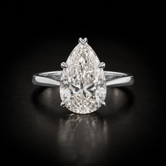 Classic Six-Prong Pear-Cut Solitaire Engagement Ring in platinum