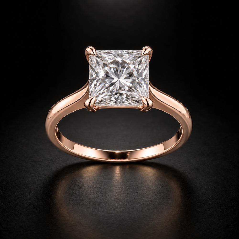 Classic Four-Prong Princess-Cut Solitaire Engagement Ring