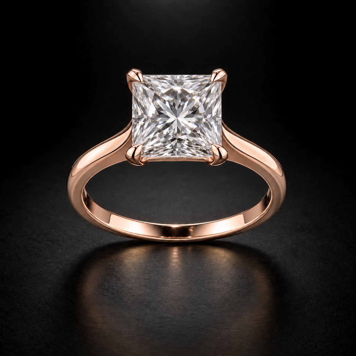 Classic Four-Prong Princess-Cut Solitaire Engagement Ring in 18kt rose gold
