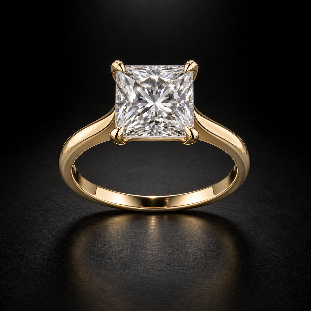 Classic Four-Prong Princess-Cut Solitaire Engagement Ring