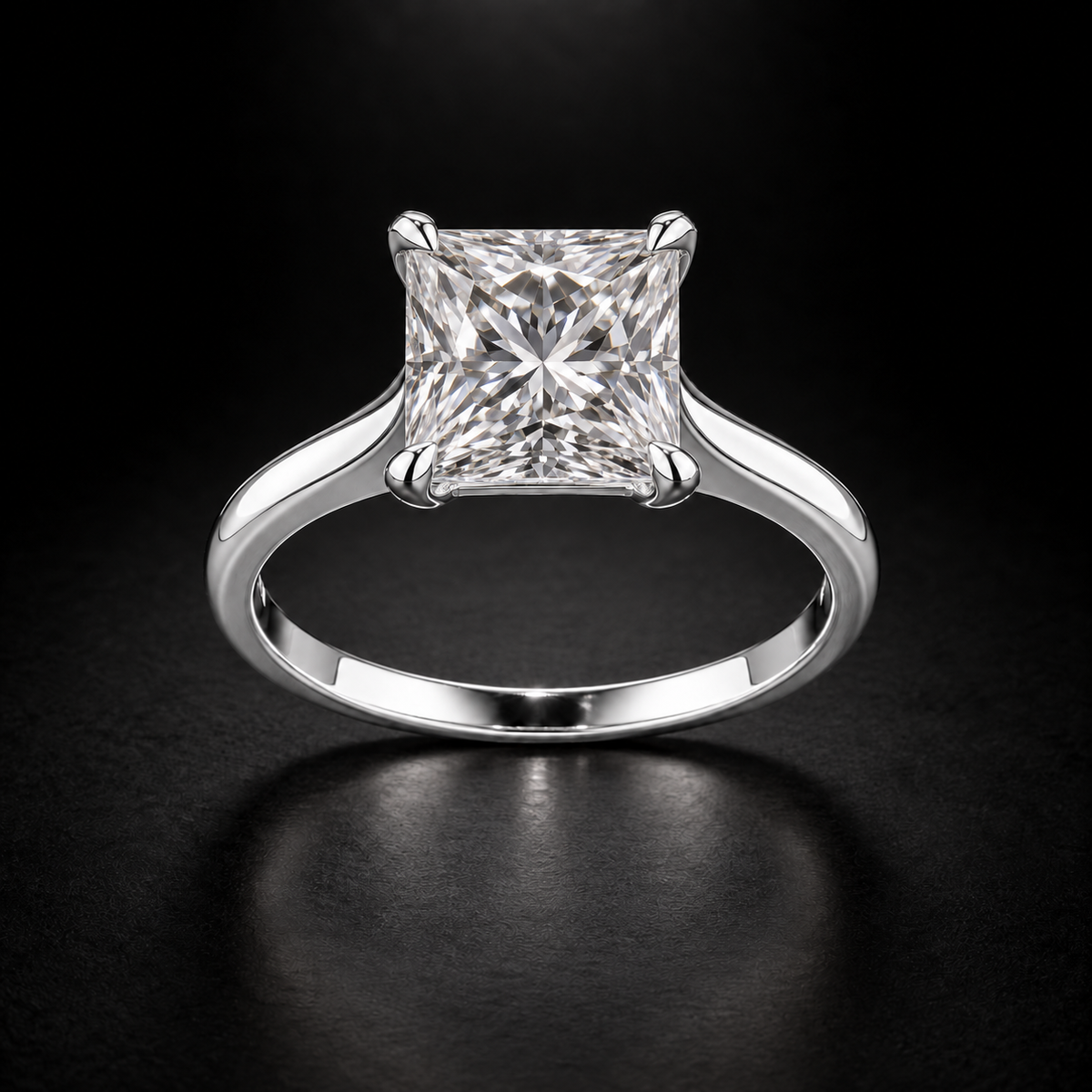 Classic Four-Prong Princess-Cut Solitaire Engagement Ring in platinum