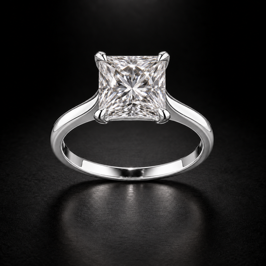 Classic Four-Prong Princess-Cut Solitaire Engagement Ring in platinum