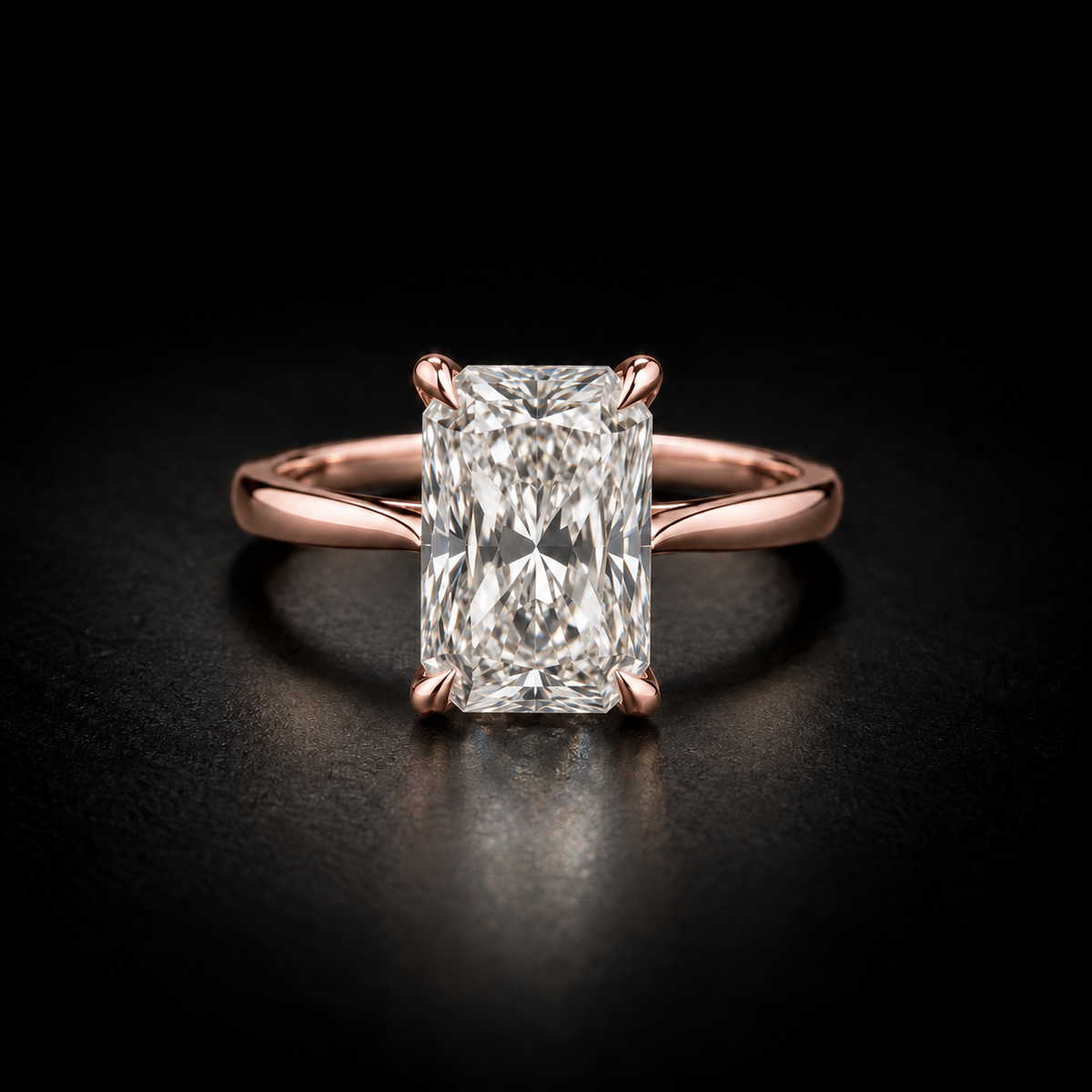 Classic Four-Prong Radiant-Cut Solitaire Engagement Ring in 18kt rose gold