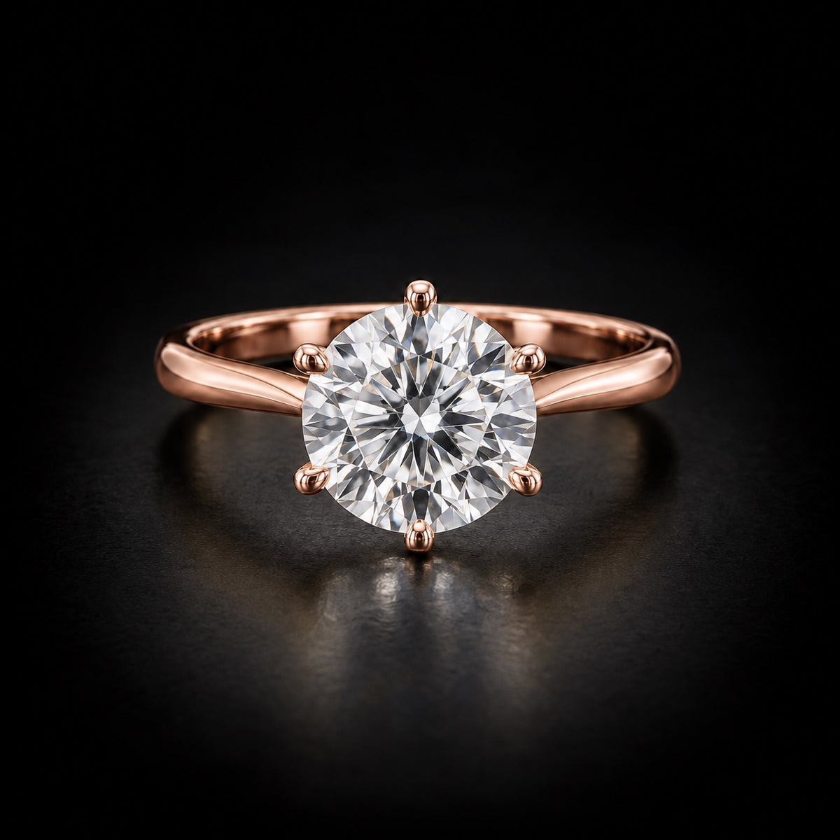 Classic round solitaire engagement ring in 18kt rose gold