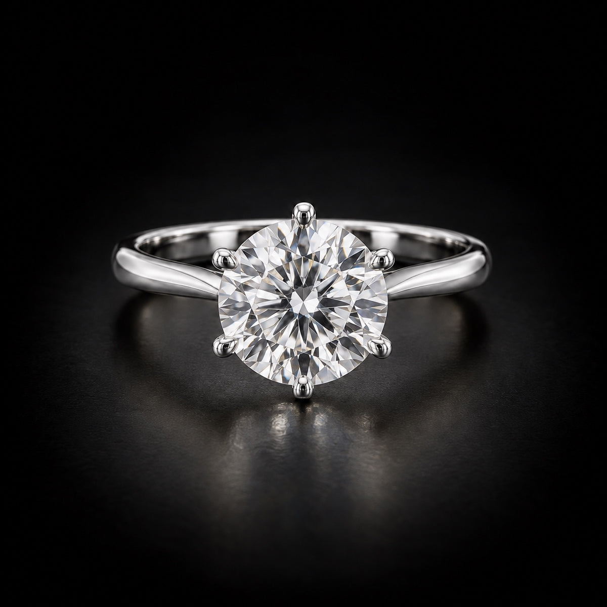 Classic round solitaire engagement ring in platinum