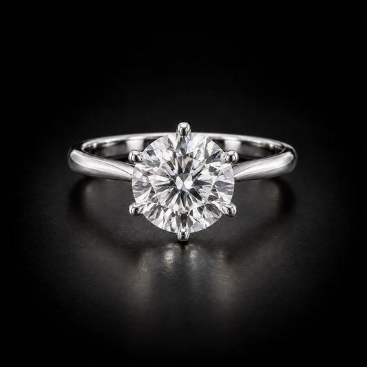 Classic round solitaire engagement ring in platinum
