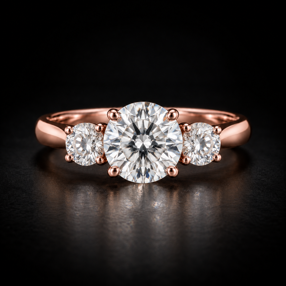Classic Round Three-Stone Engagement Ring